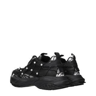 Black Fabric Chunky Sneakers