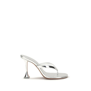 Silver Calf Leather Bos Taurus Stiletto Heel Sandals