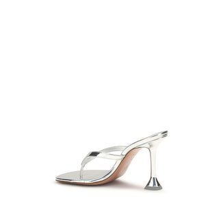 Silver Calf Leather Bos Taurus Stiletto Heel Sandals