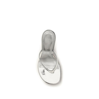Silver Calf Leather Bos Taurus Stiletto Heel Sandals