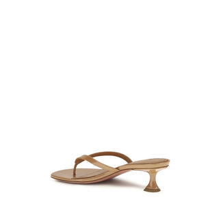 Beige Calf Leather Bos Taurus Flat Sandals