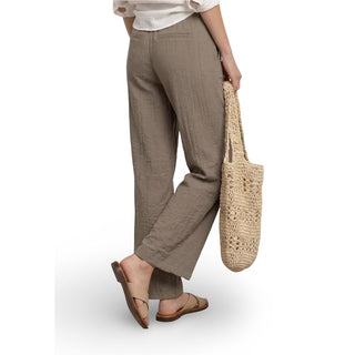 Beige Viscose Casual Pants