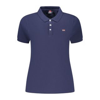 Polo azul de algodón para mujer