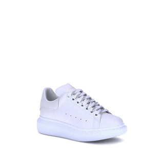 White Calf Leather Bos Taurus Platform Sneakers