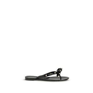 Black Cotton Flip-Flop Sandals