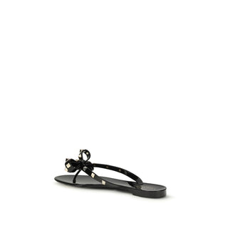 Black Cotton Flip-Flop Sandals