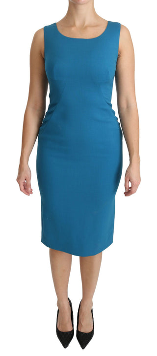 Blue Virgin Wool Casual Dress