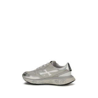 Silver Nylon Athletic Sneakers