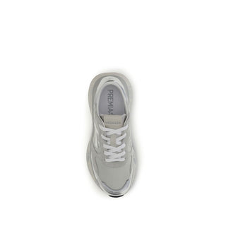 Silver Nylon Athletic Sneakers