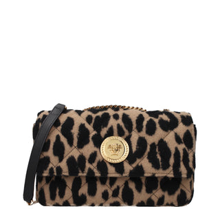 Bolso de hombro marrón de lana