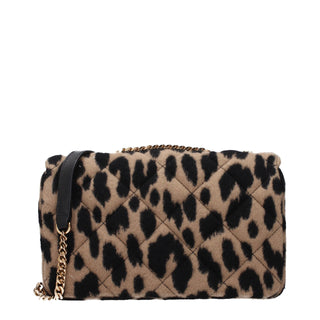 Bolso de hombro marrón de lana