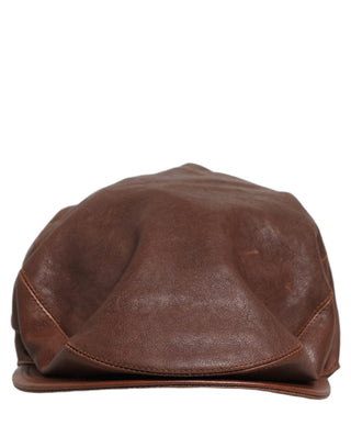 Sombrero Capello tipo boina para hombre de cuero de cordero marrón