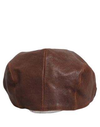 Sombrero Capello tipo boina para hombre de cuero de cordero marrón