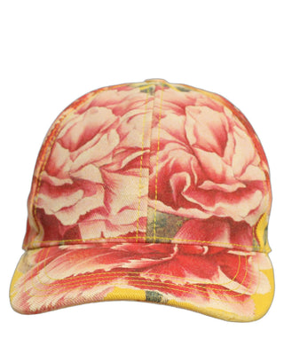 Cap with pink floral pattern on a white background