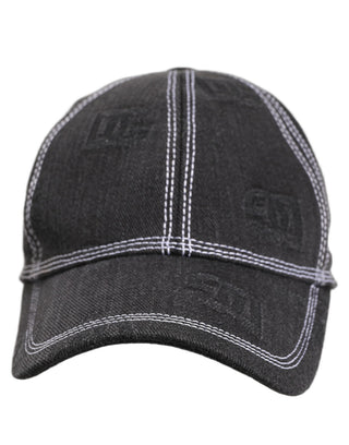 Men Black Cotton 6 Panel Baseball Capello Hat
