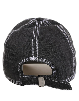 Men Black Cotton 6 Panel Baseball Capello Hat