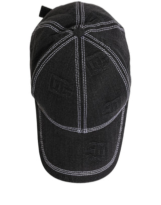 Men Black Cotton 6 Panel Baseball Capello Hat