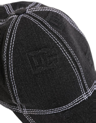 Men Black Cotton 6 Panel Baseball Capello Hat