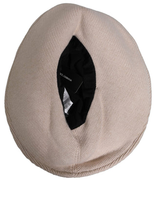 Women Beige Wool Knit Wide Brim Bucket Capello Hat