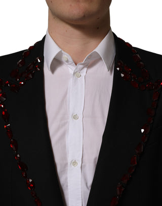 Chaqueta blazer negra adornada con cristales