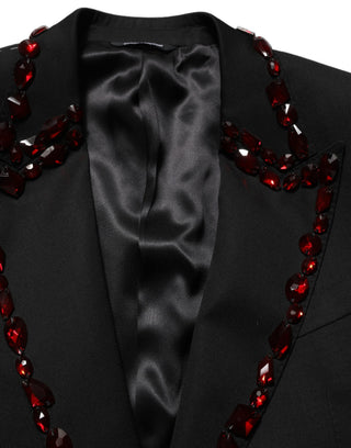 Chaqueta blazer negra adornada con cristales