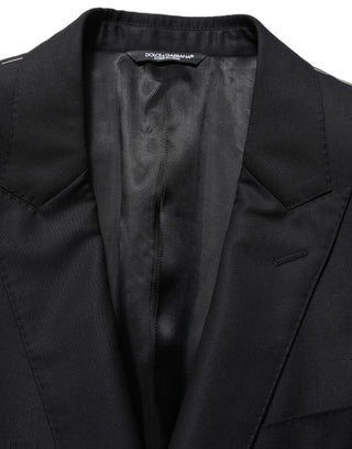 Chaqueta blazer negra de hombre de lana de un solo botón
