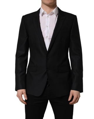 Chaqueta blazer negra de hombre de lana de un solo botón