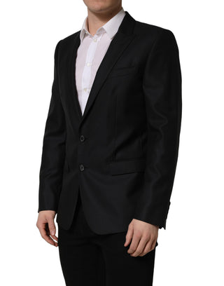 Chaqueta blazer negra de hombre de lana de un solo botón