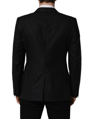 Chaqueta blazer negra de hombre de lana de un solo botón