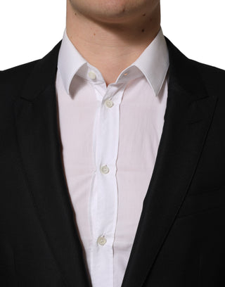 Chaqueta blazer negra de hombre de lana de un solo botón