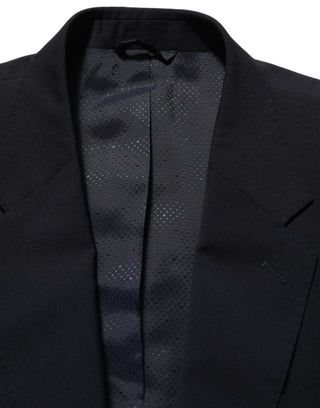 Dark Blue Wool Single Breasted Men Blazer Jacket