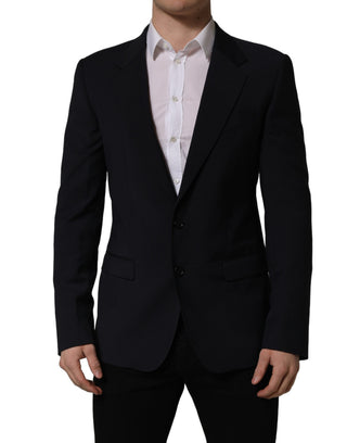 Dark Blue Wool Single Breasted Men Blazer Jacket