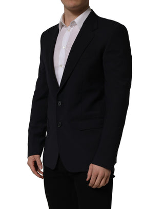 Dark Blue Wool Single Breasted Men Blazer Jacket
