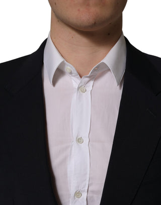 Dark Blue Wool Single Breasted Men Blazer Jacket