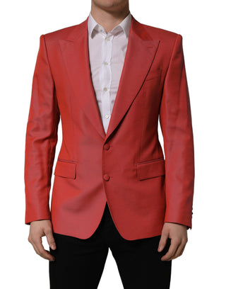 Chaqueta blazer roja de hombre de lana de un solo botón