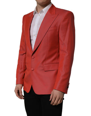 Chaqueta blazer roja de hombre de lana de un solo botón