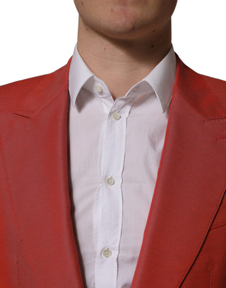 Chaqueta blazer roja de hombre de lana de un solo botón
