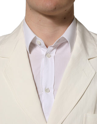 Off White Flax Single Breasted Blazer Jacket