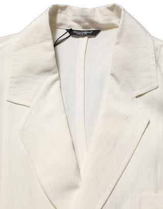 Off White Flax Single Breasted Blazer Jacket