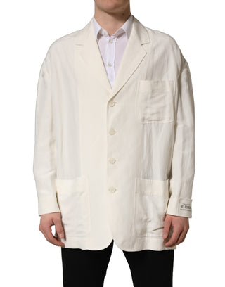 Off White Flax Single Breasted Blazer Jacket