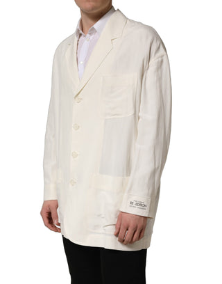 Off White Flax Single Breasted Blazer Jacket