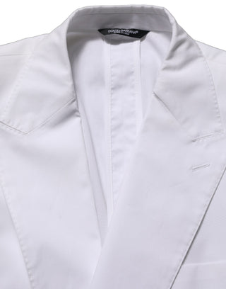 White Cotton Double Breasted Blazer Jacket