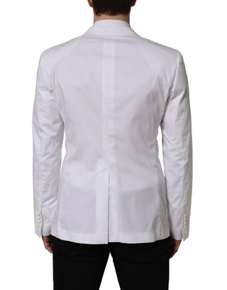 White Cotton Double Breasted Blazer Jacket