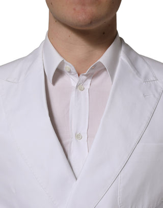 White Cotton Double Breasted Blazer Jacket