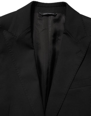 Chaqueta blazer negra de poliéster de un solo botón