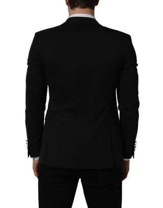 Chaqueta blazer negra de poliéster de un solo botón