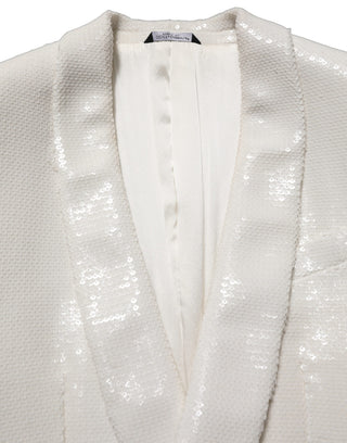 White Viscose Single Breasted Blazer Jacket