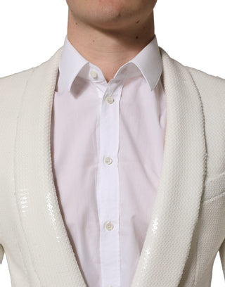 White Viscose Single Breasted Blazer Jacket