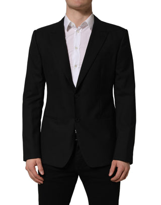 Black Wool Single Breasted Blazer Jacket