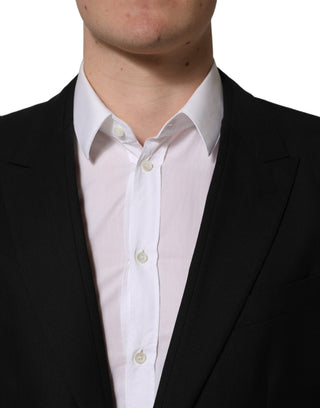 Black Wool Single Breasted Blazer Jacket